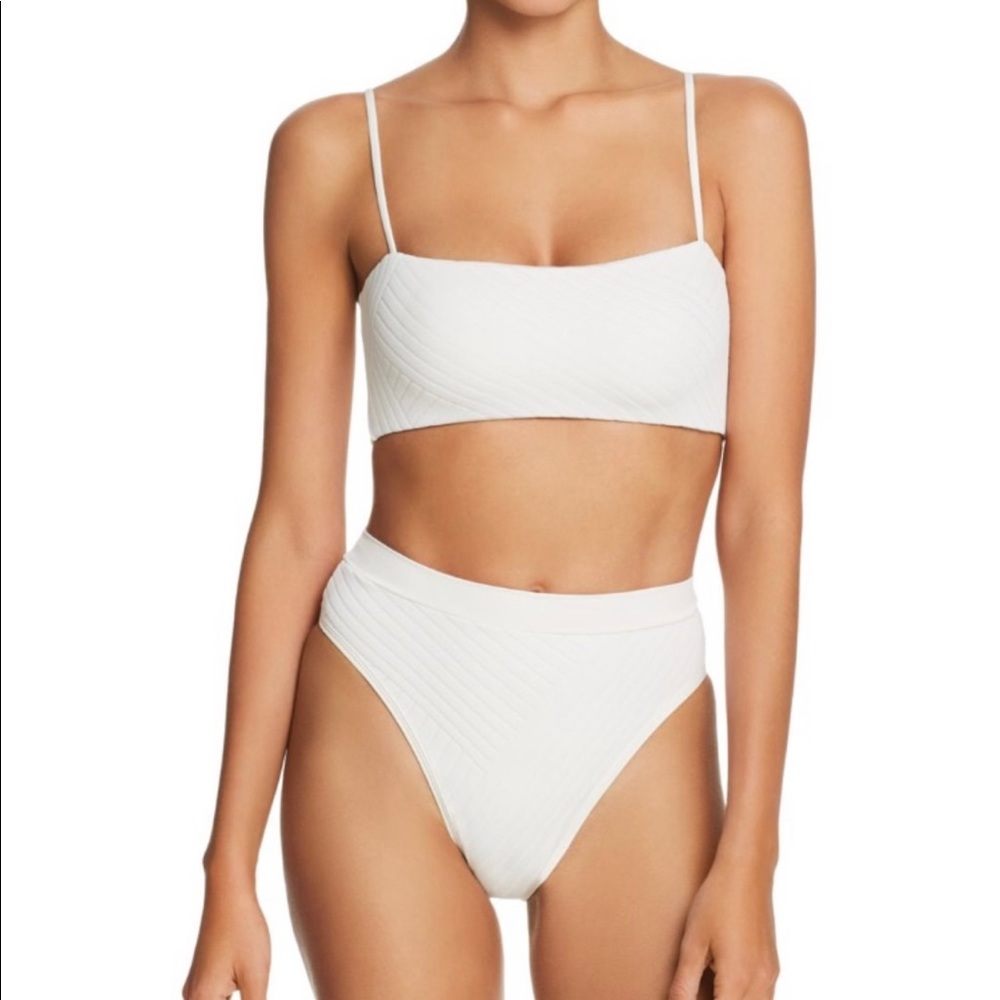 NWT L*Space Revolve Women’s Bikini Frenchi High Waist Bottom Bitsy White XS